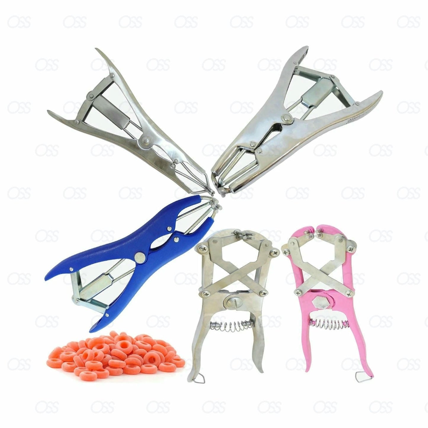 Animal Elastrator Castration Pliers, Plastic Castration Banding Tail,100 Rubber Ring, Cattle Sheep Goat Taile Castration, Christmas Balloon Expansion Tools