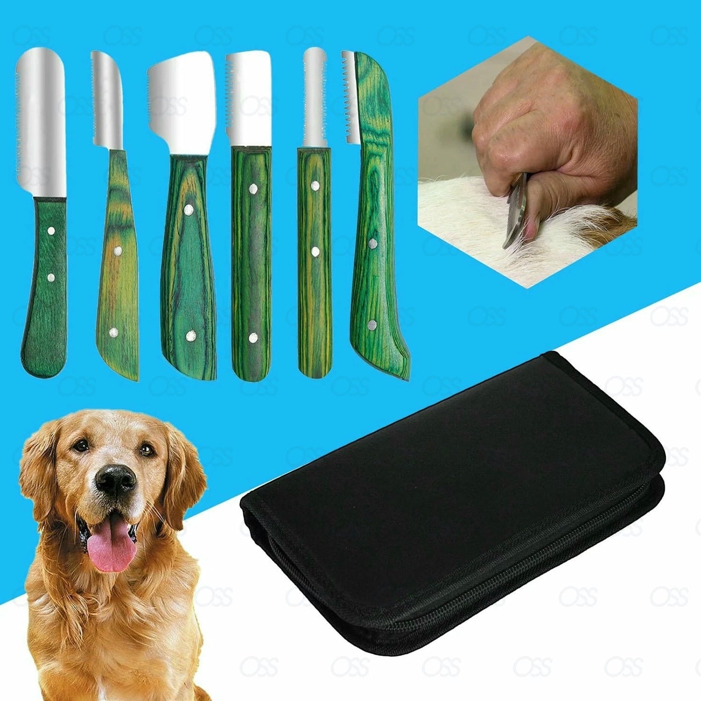 Animals Pet Stripping Knife Hair Trimming Grooming Comb 6 in 1 Cat Dog Puppy