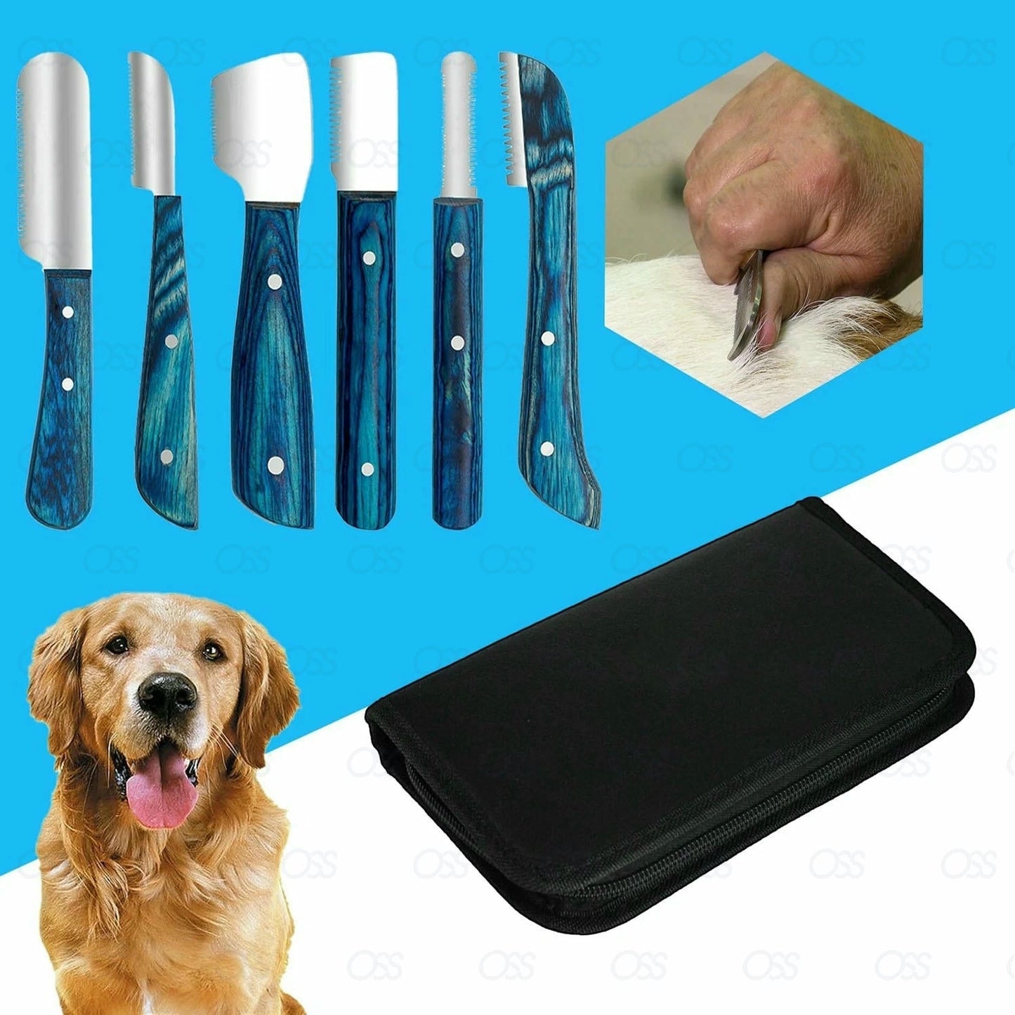 Animal Pet Stripping Knife Hair Trimming Grooming Comb 6 in 1 Cat Dog Puppy Horse