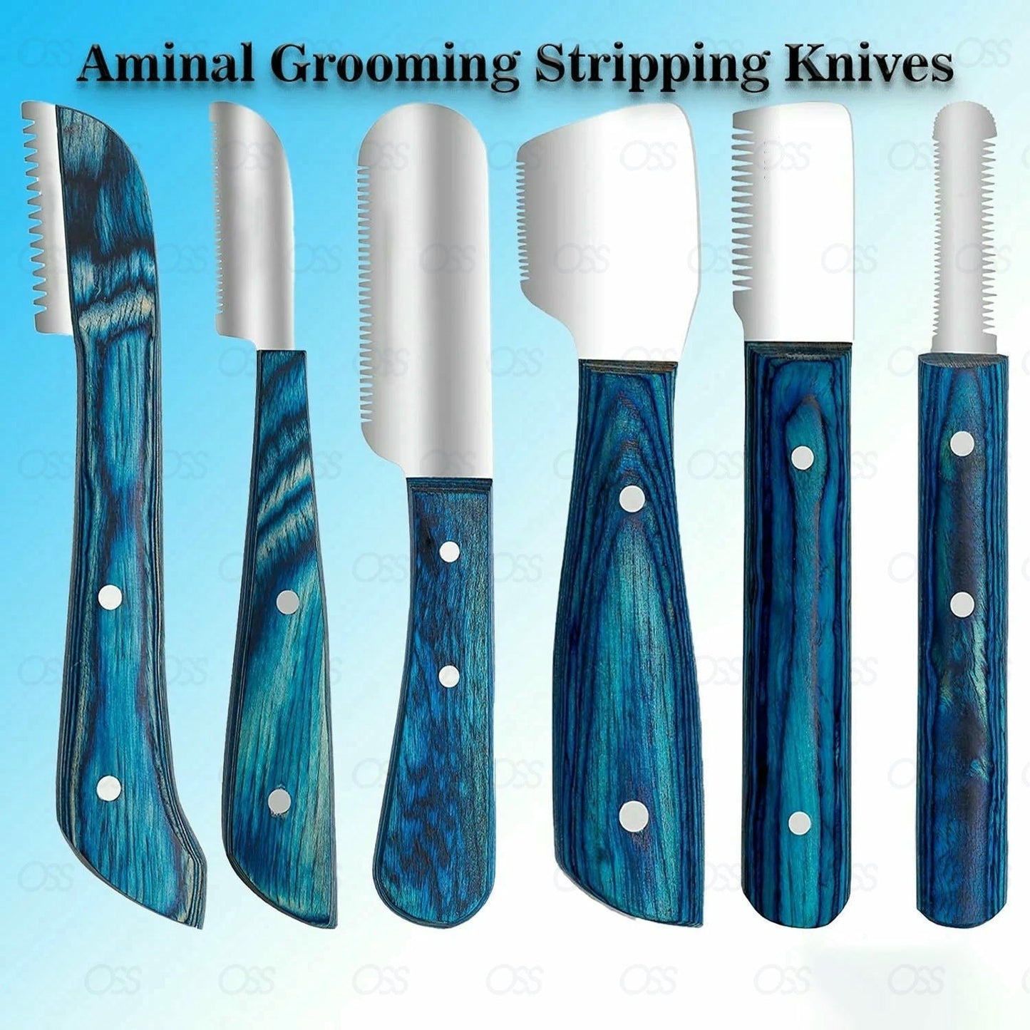 Animal Pet Stripping Knife Hair Trimming Grooming Comb 6 in 1 Cat Dog Puppy Horse