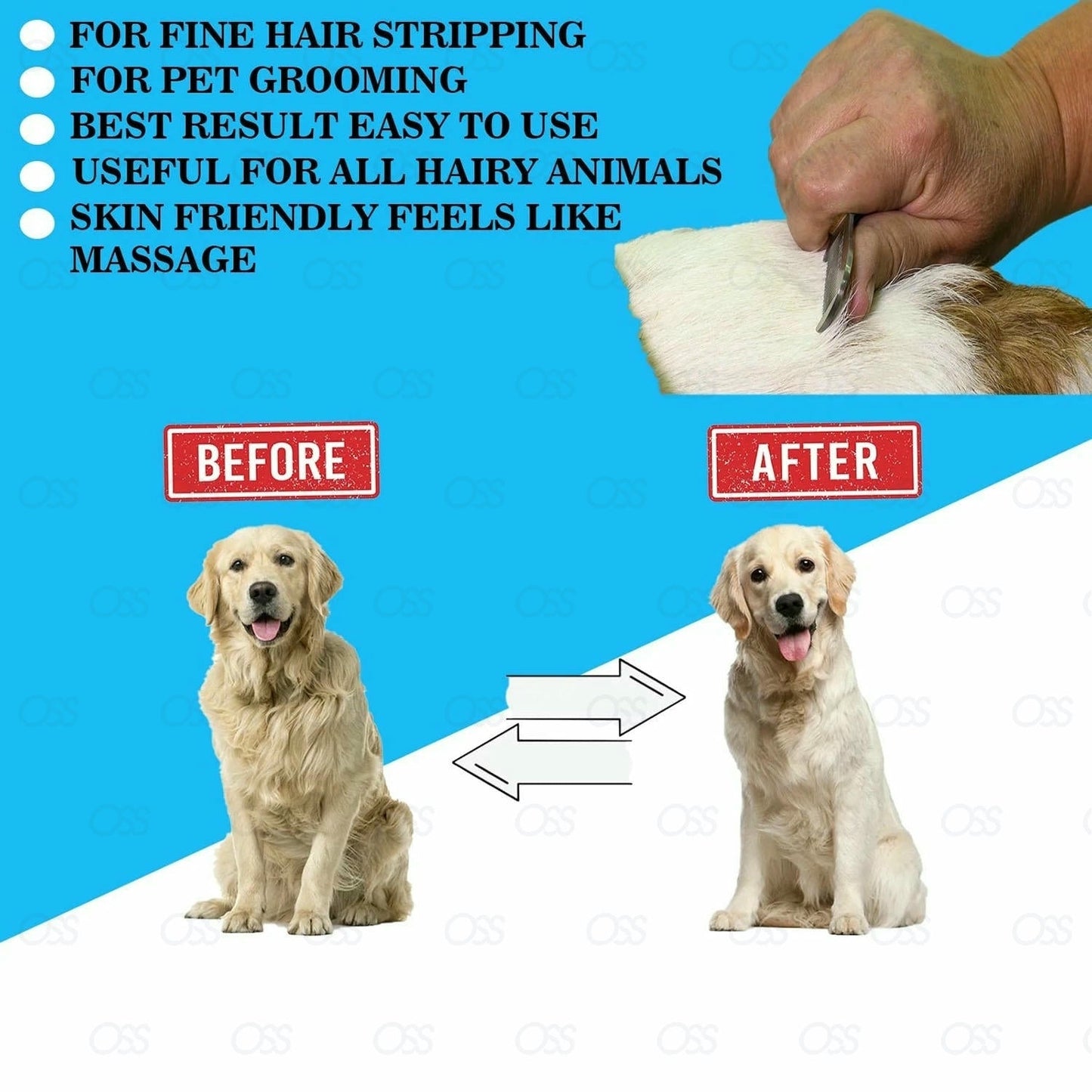 Animal Pet Stripping Knife Hair Trimming Grooming Comb 6 in 1 Cat Dog Puppy Horse