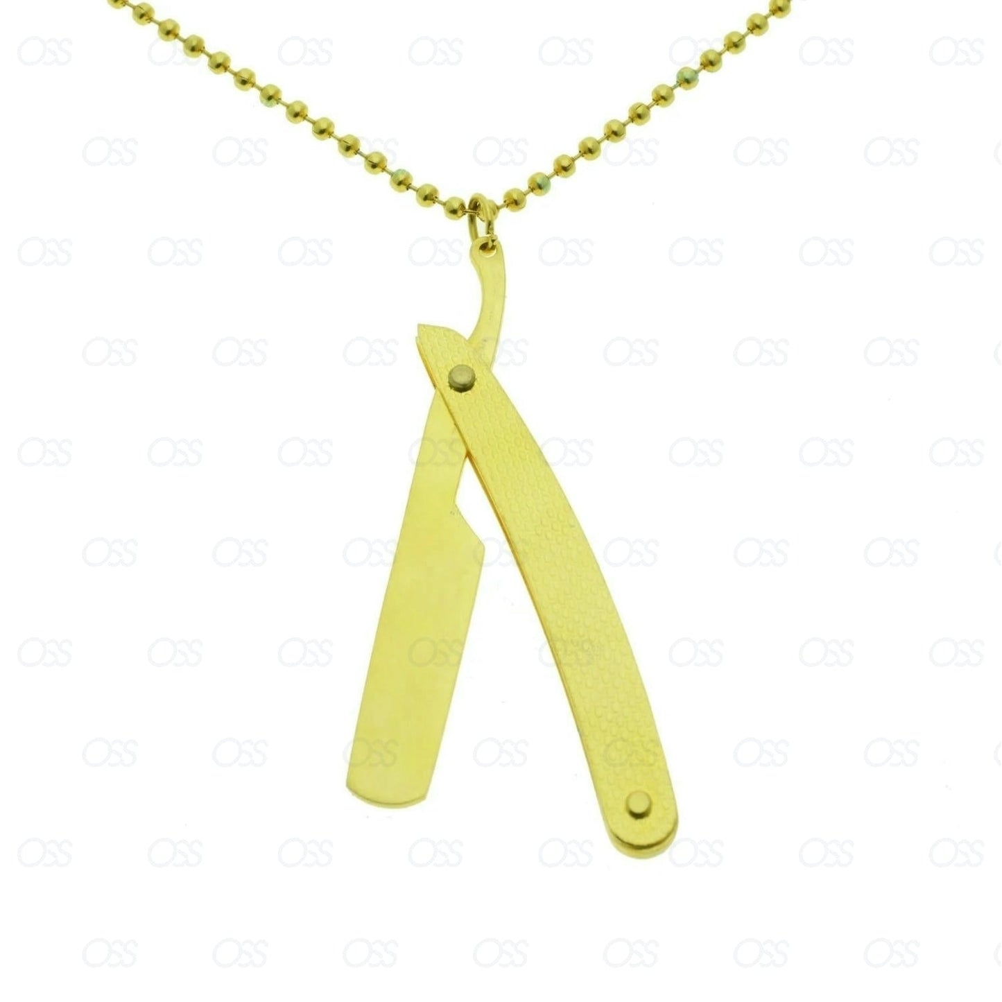 Barber Necklace Vintage Jewellery Razor Beaded Chain Aluminium