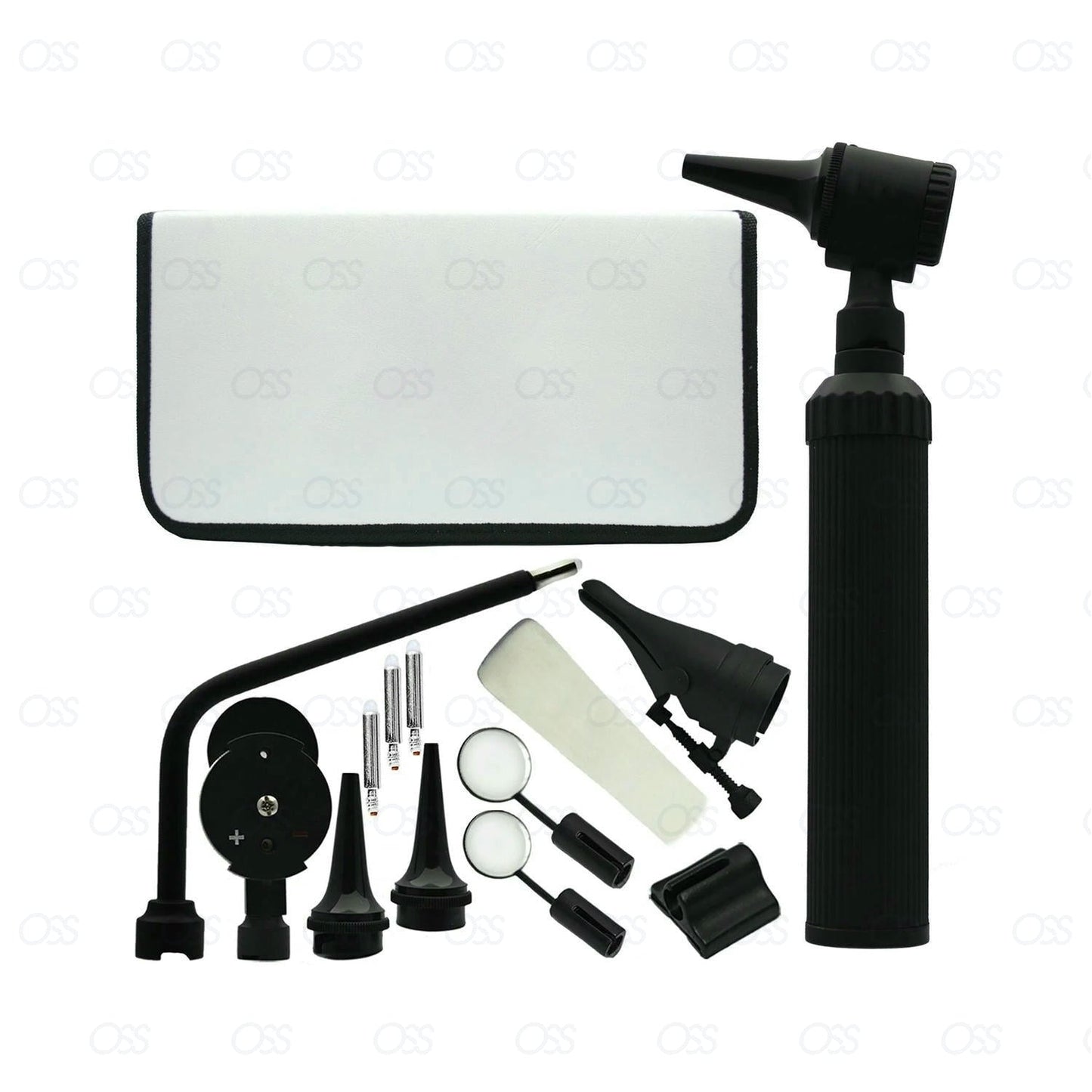 Black ENT Otoscope Ophthalmoscope Opthalmoscope Nasal Larynx Diagnostic Set