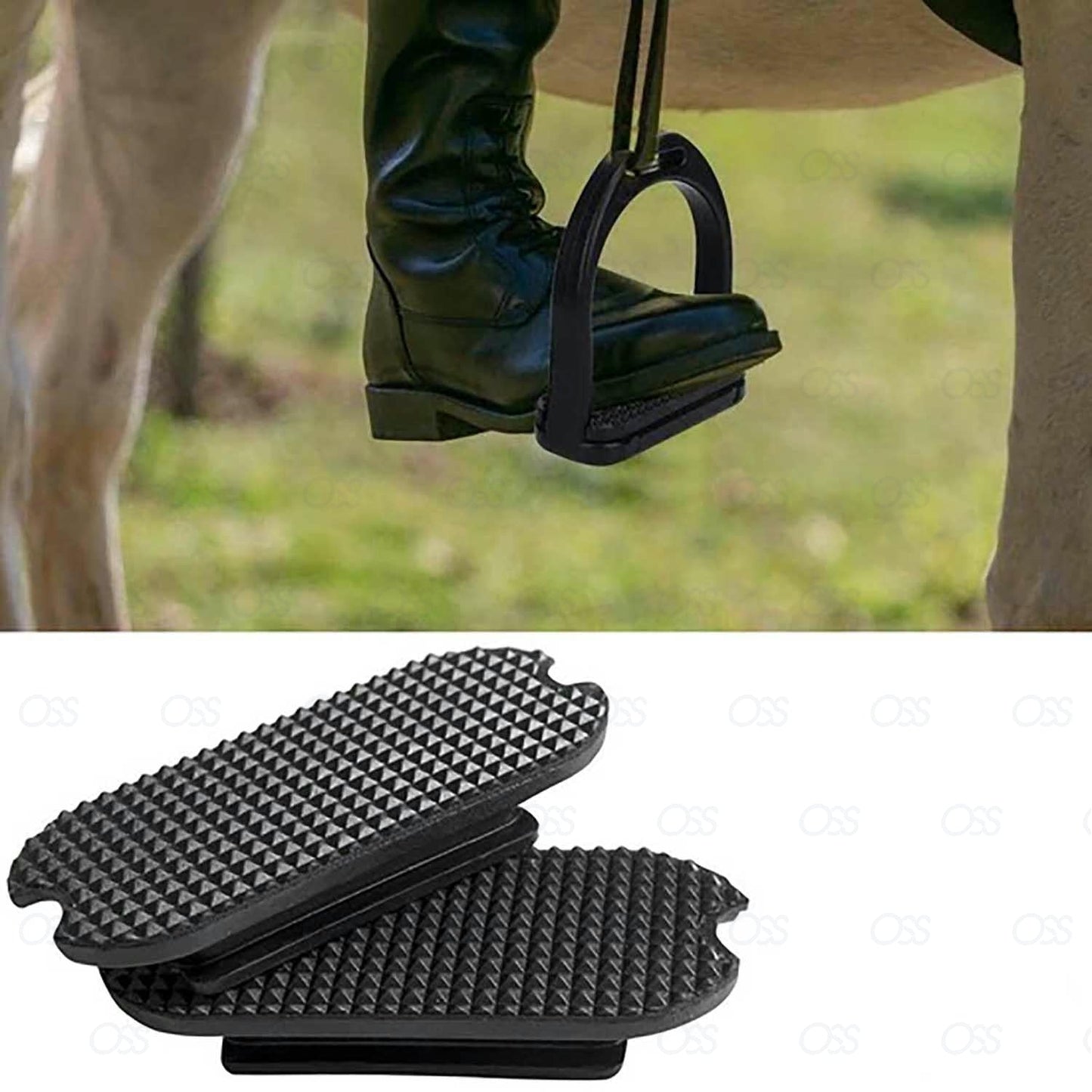 Black Horse Riding Iron Safety Stirrup Rubber Fills Spare Treads Pads Comfort