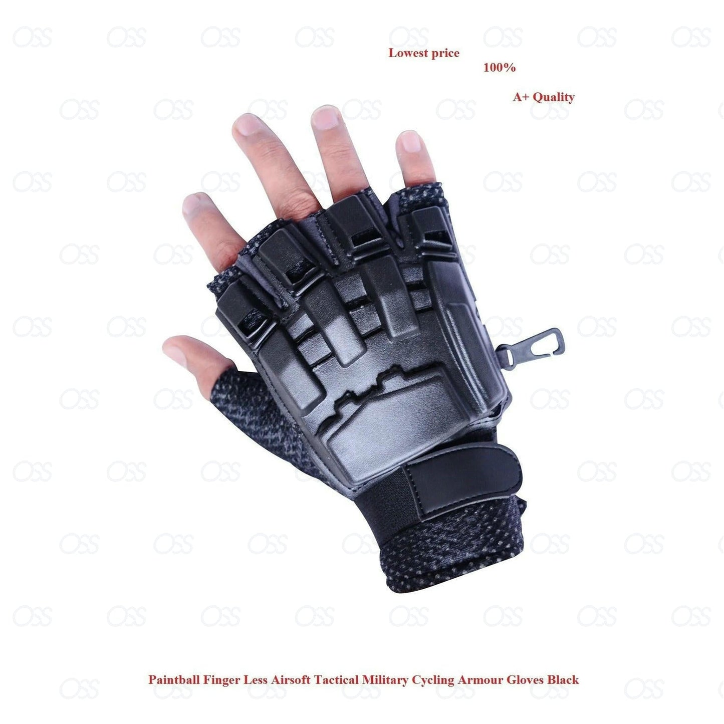 Black Paintball Tactical Airsoft Hunting Cycling Armour Half Finger Less Gloves