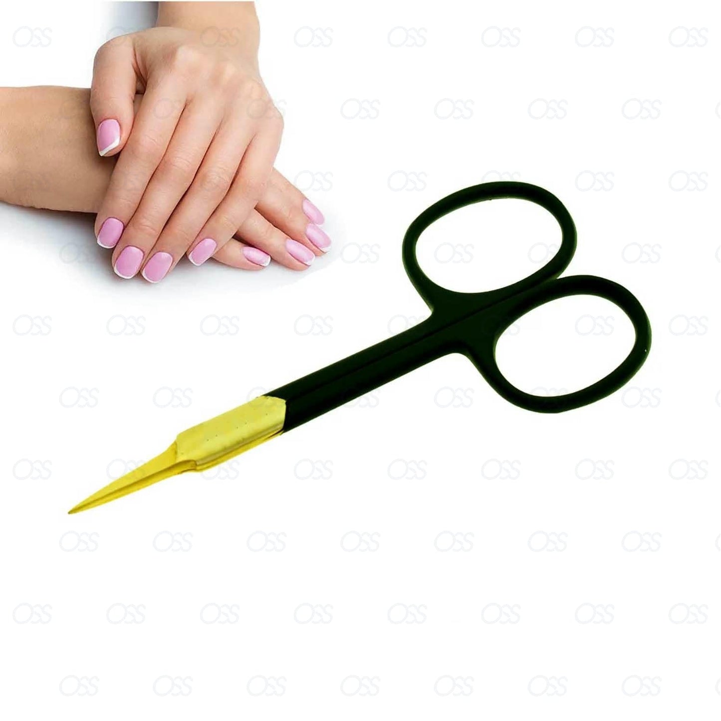 Black SUPER SHARP STRAIGHT EDGE CUTICLE NAIL SCISSORS ARROWPOINT GOLD STEEL