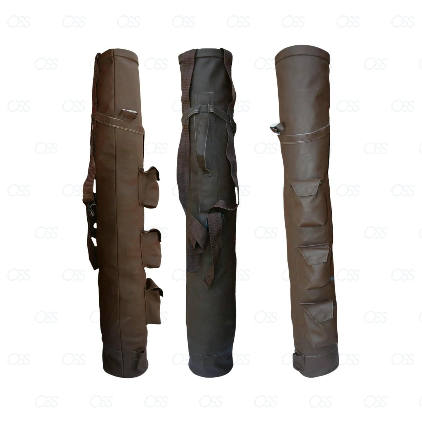 Brown  Rx F Leather Golf Club Ball Bag Three Pockets H-34inch D-5.5inch NEW