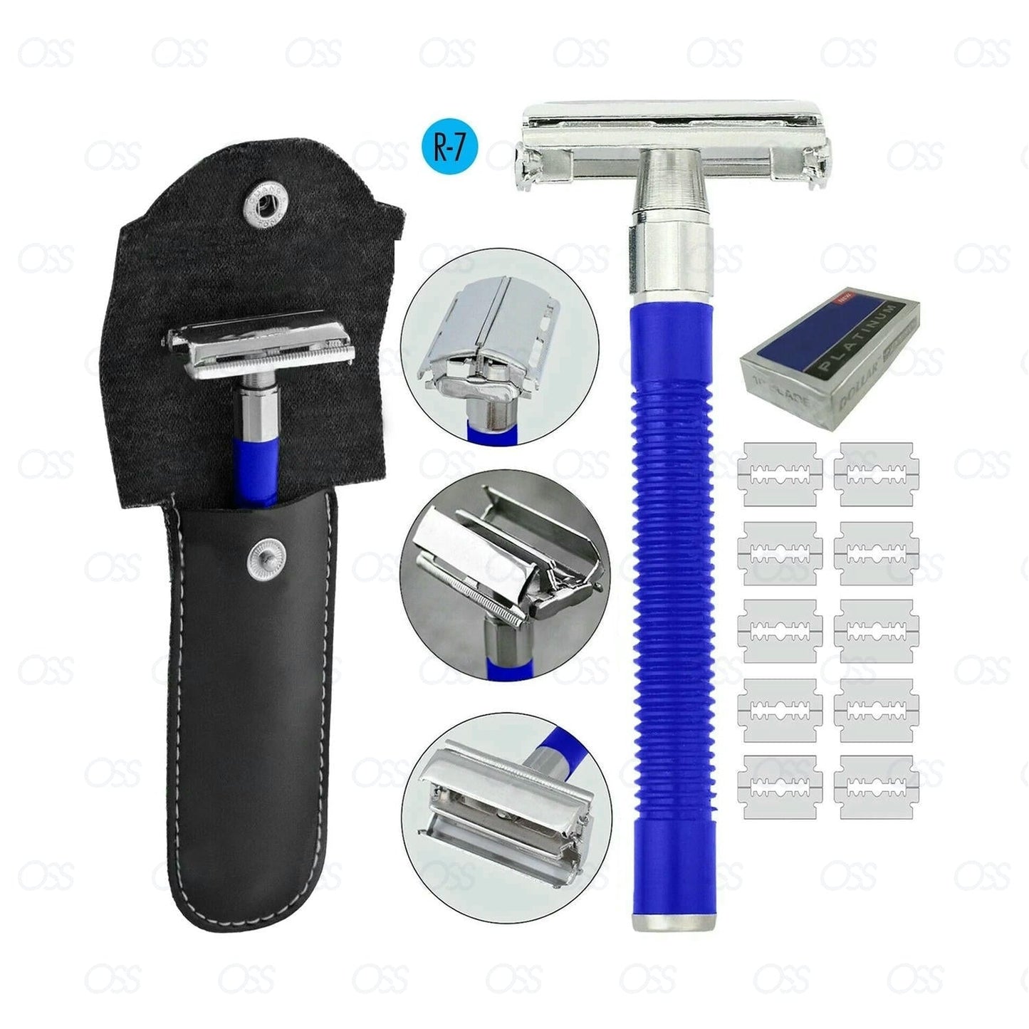 Butterfly Safety Razor & 10 Double Edge Blades Classic Shaving Vintage