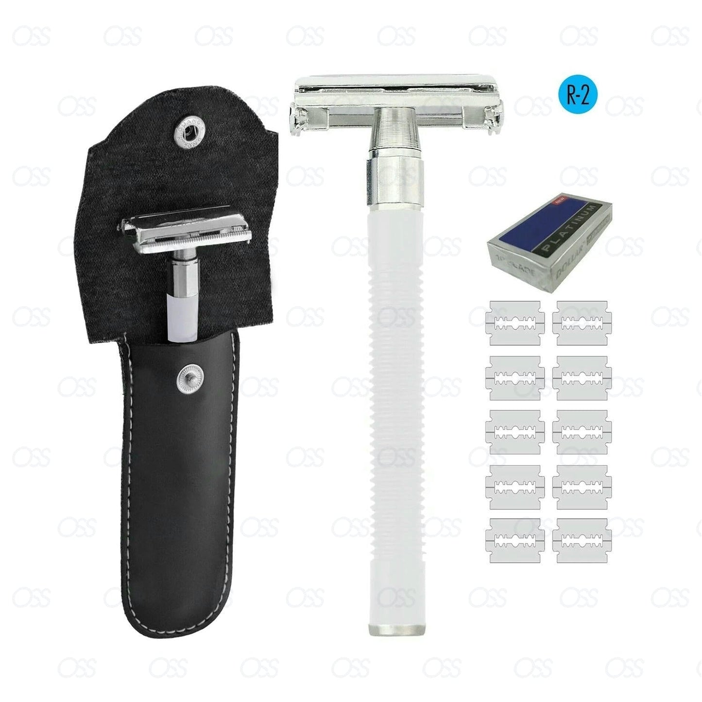 Butterfly Safety Razor & 10 Double Edge Blades Classic Shaving Vintage