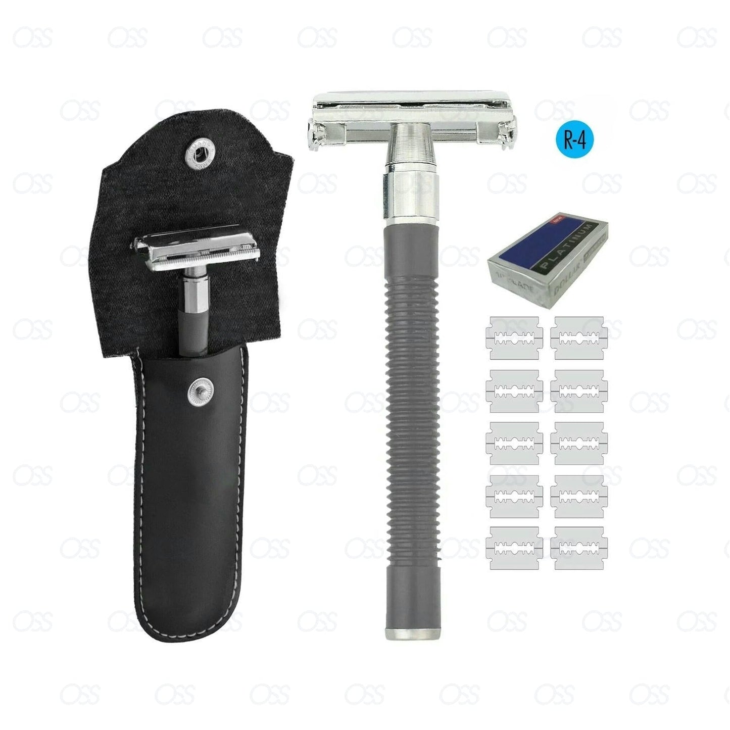 Butterfly Safety Razor & 10 Double Edge Blades Classic Shaving Vintage