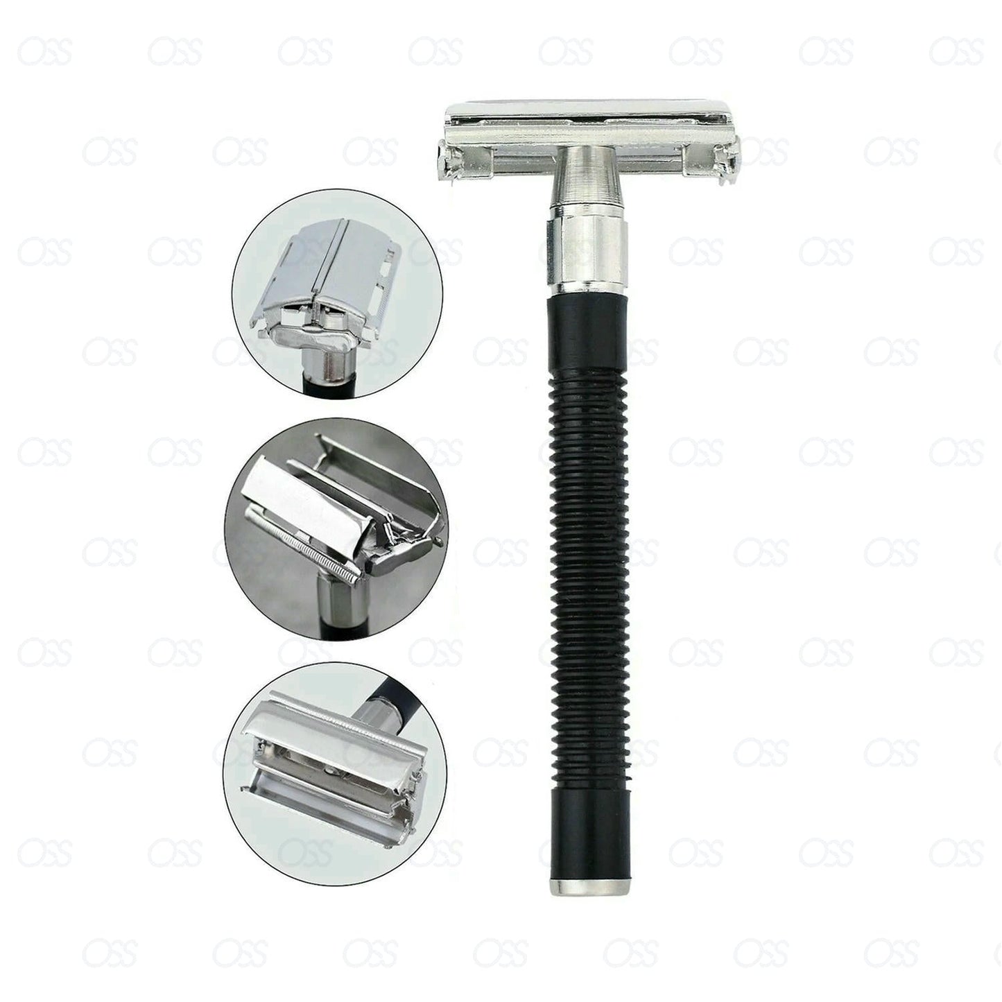 Butterfly Safety Razor & 10 Double Edge Blades Classic Shaving Vintage