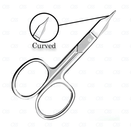 CURVED NAIL SCISSORS SUPER SHARP THIN EDGE CUTICLE SCISSORS SILVER STEEL