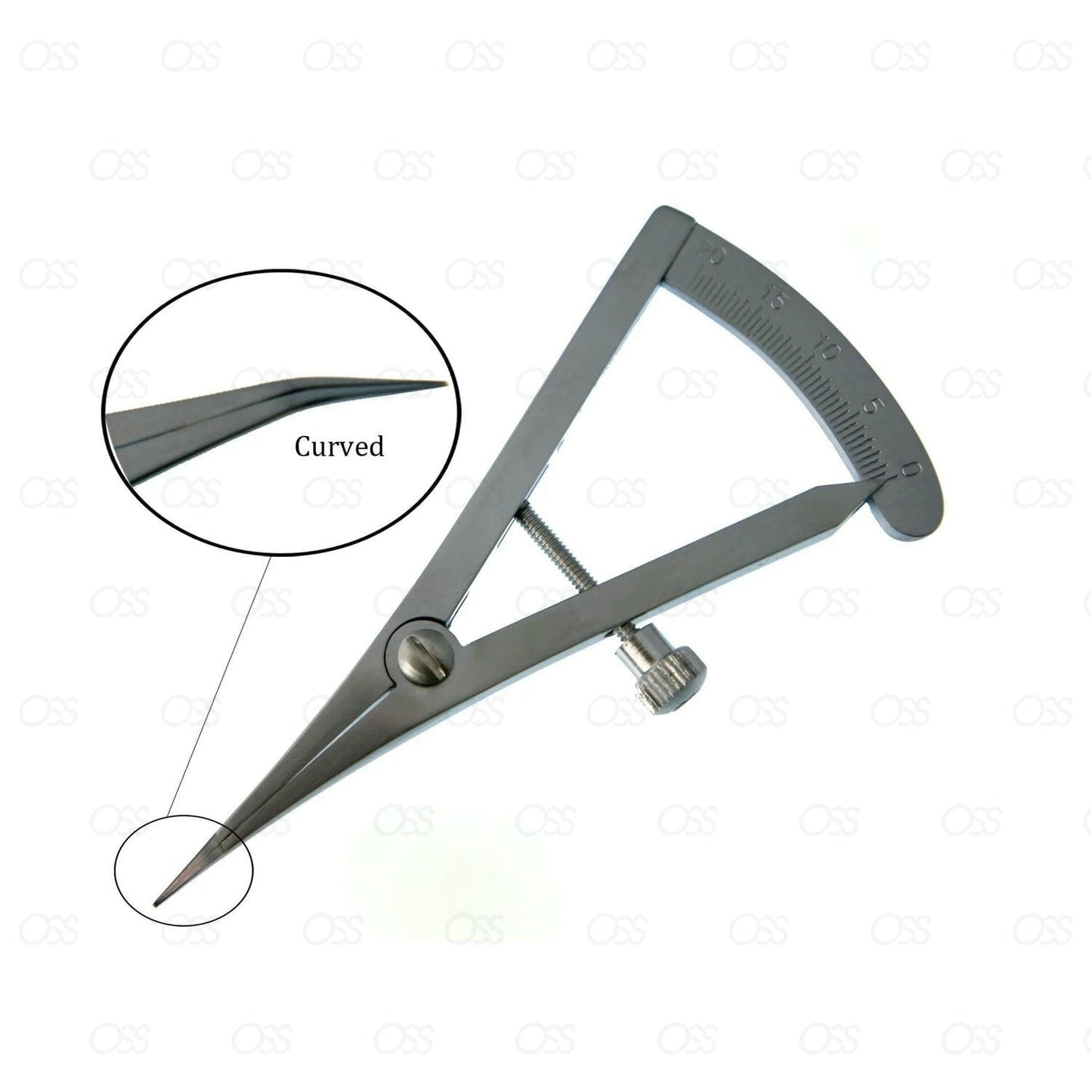 Castroviejo 20mm Calipers Curved Dental Orthopedic Measuring Instruments CE