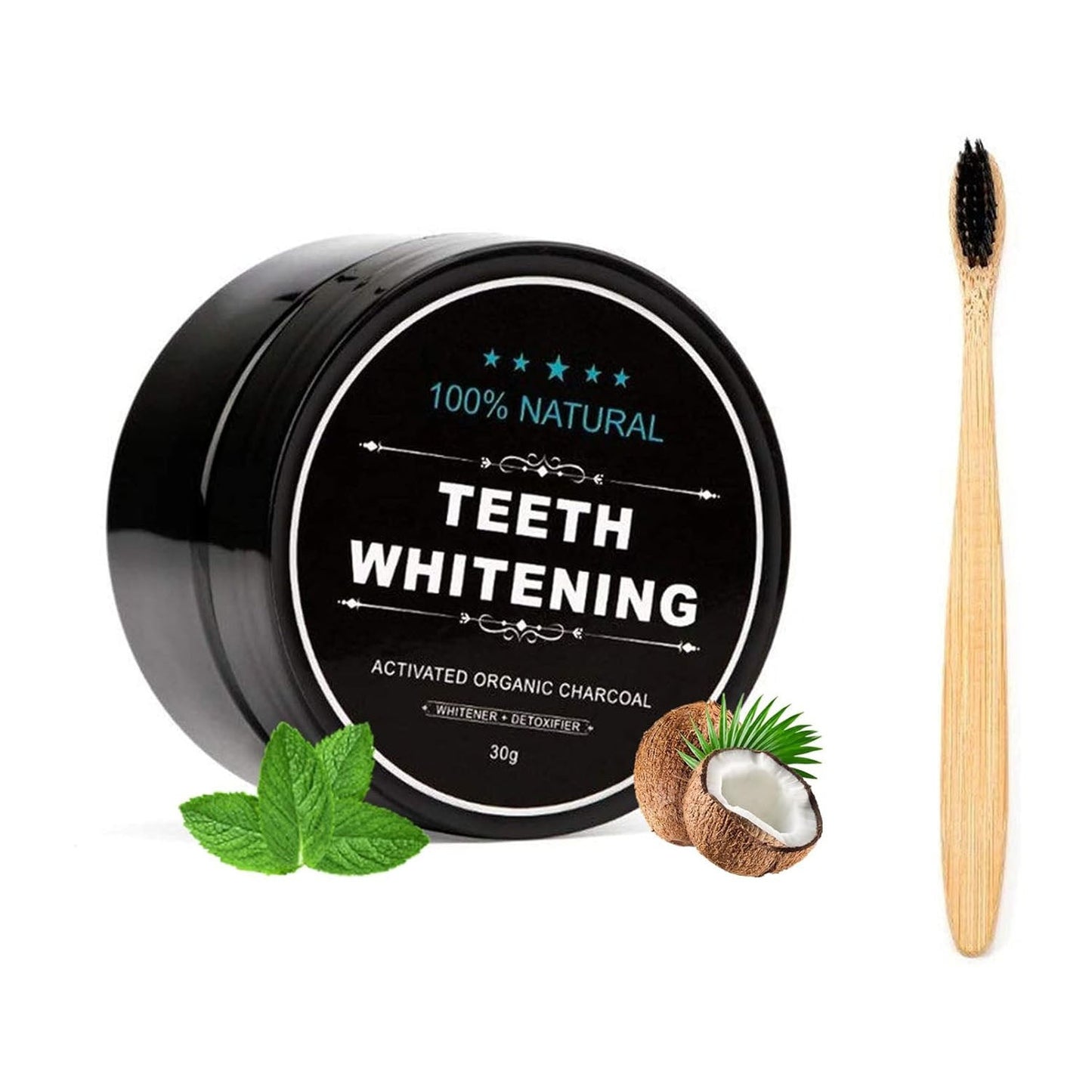 Charcoal Teeth Tooth Whitening Powder Natural Organic Toothpaste Toothbrush Oral