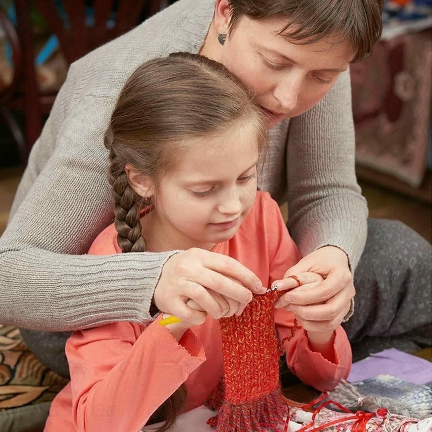 Crochet Hooks Set Soft Grip Handles Knitting Needles Multi Colour Aluminium 9Pcs