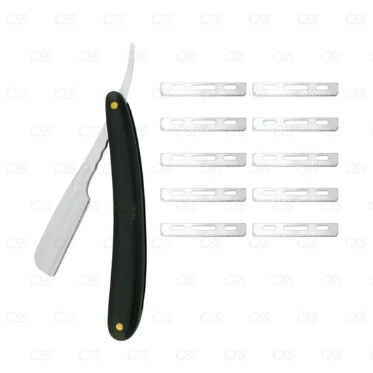 Cut Throat Shaving Razor Straight 5 x Disposable Blade-Plastic