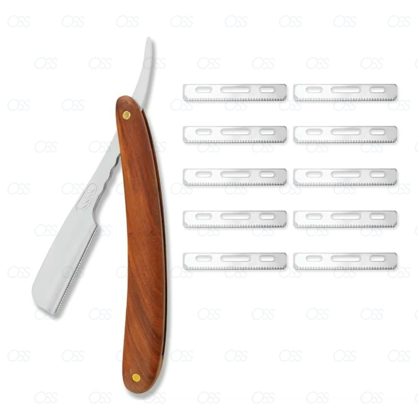 Cut Throat Shaving Razor Straight 5 x Disposable Blade-Plastic