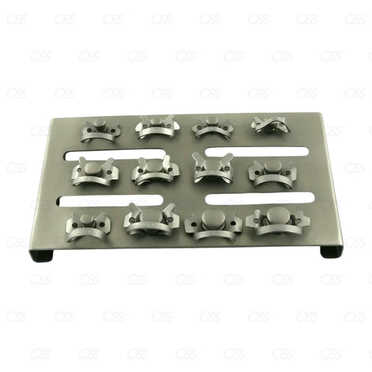 Dental Restorative Rubber Dam Clamps Set Sterilization Tray German Steel CE