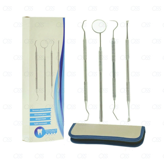 Dental Kit Tooth Scraper Mirror Scale Set Tartar Calculus Plaque Remover 4pc