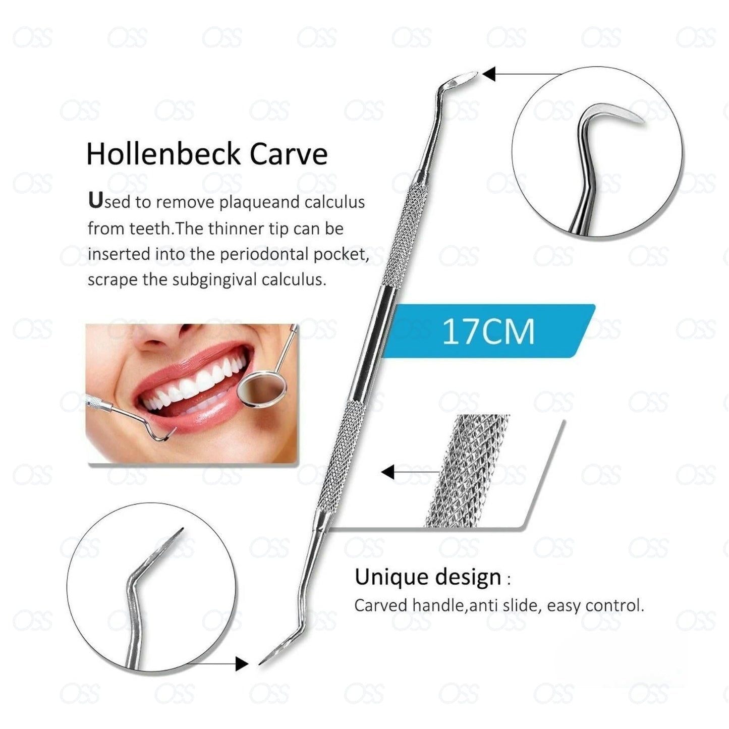 Dental Kit Tooth Scraper Mirror Scale Set Tartar Calculus Plaque Remover 4pc