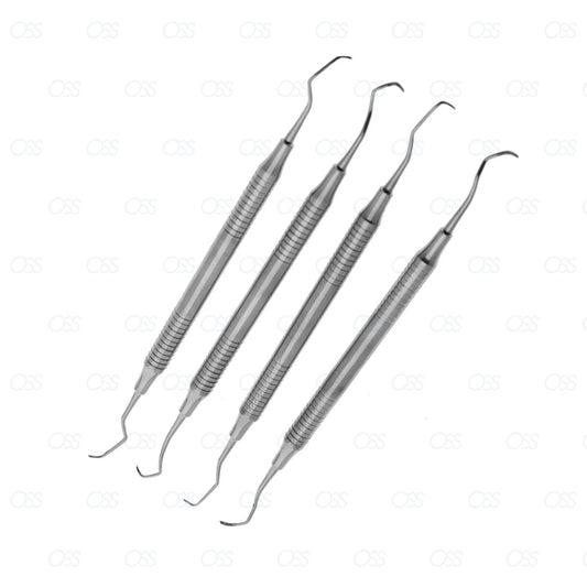 Dental Periodontal Gracey Curettes Hollow Dental Lab Instrument Set 4Pcs NEW