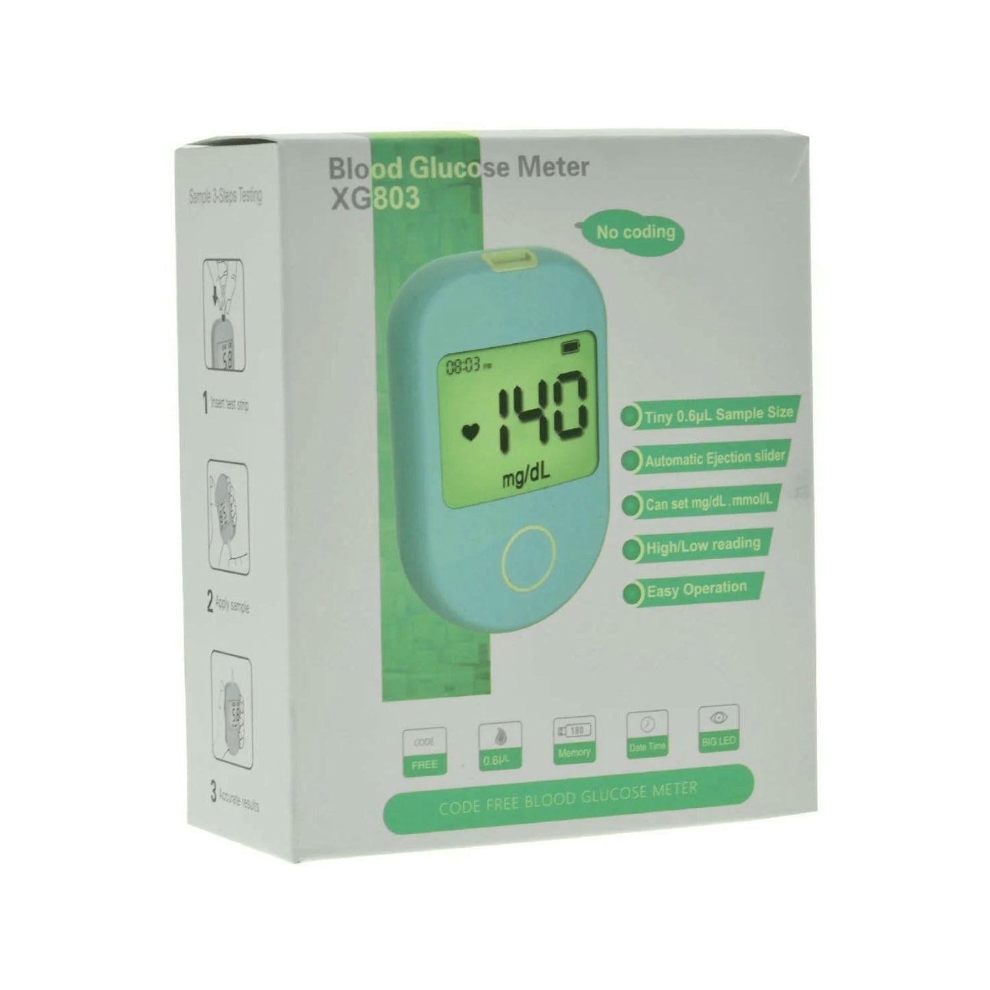 Diabetes Testing Kit/Blood Glucose Monitor Safe Accu/Blood Glucose Sugar Test Kit with Separated Test Strips & Case for UK Diabetics