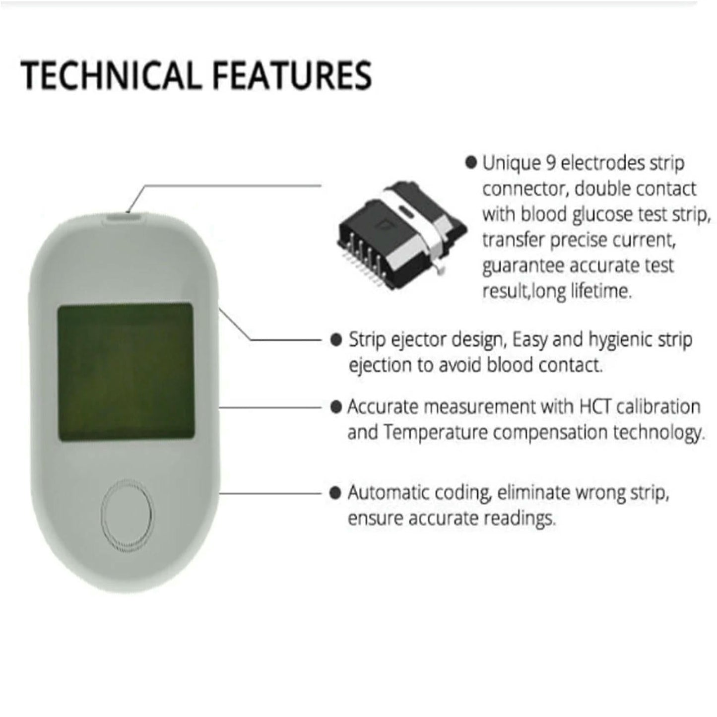 Diabetes Testing Kit/Blood Glucose Monitor Safe Accu/Blood Glucose Sugar Test Kit with Separated Test Strips & Case for UK Diabetics