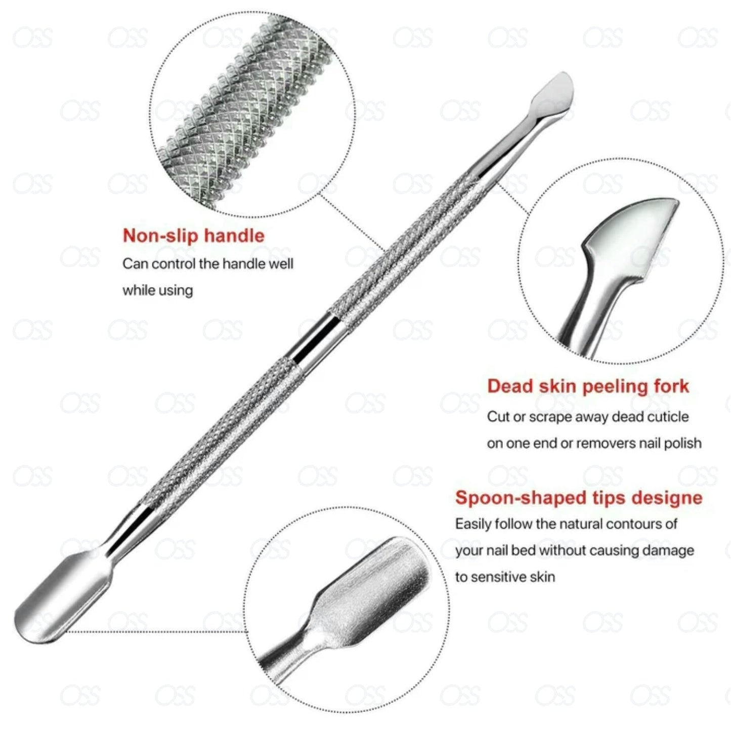 Dual Tool Cuticle Pusher Double End Manicure Pedicure Nail Cleaner Gel Polish Remover