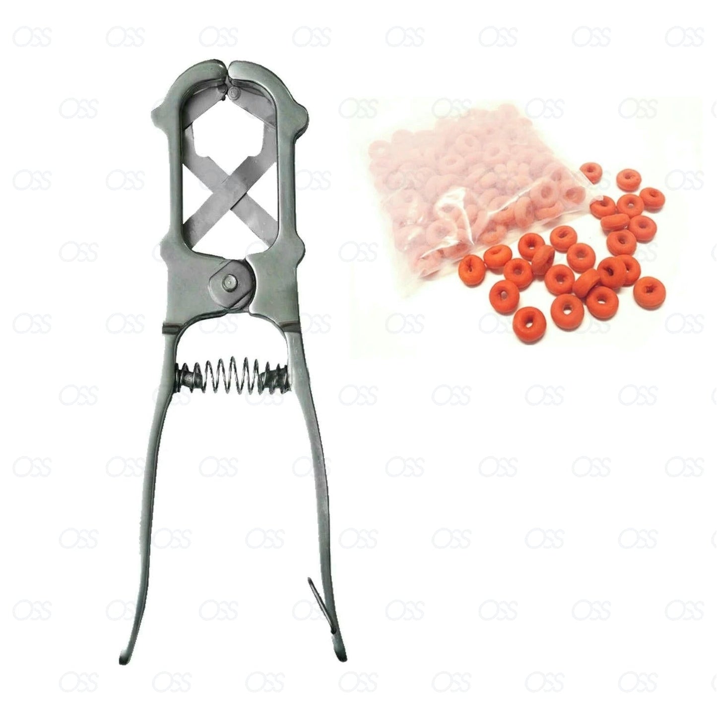 Elastrator Castrating Pliers Rubber Ring Applicator Large Silver and Pink New