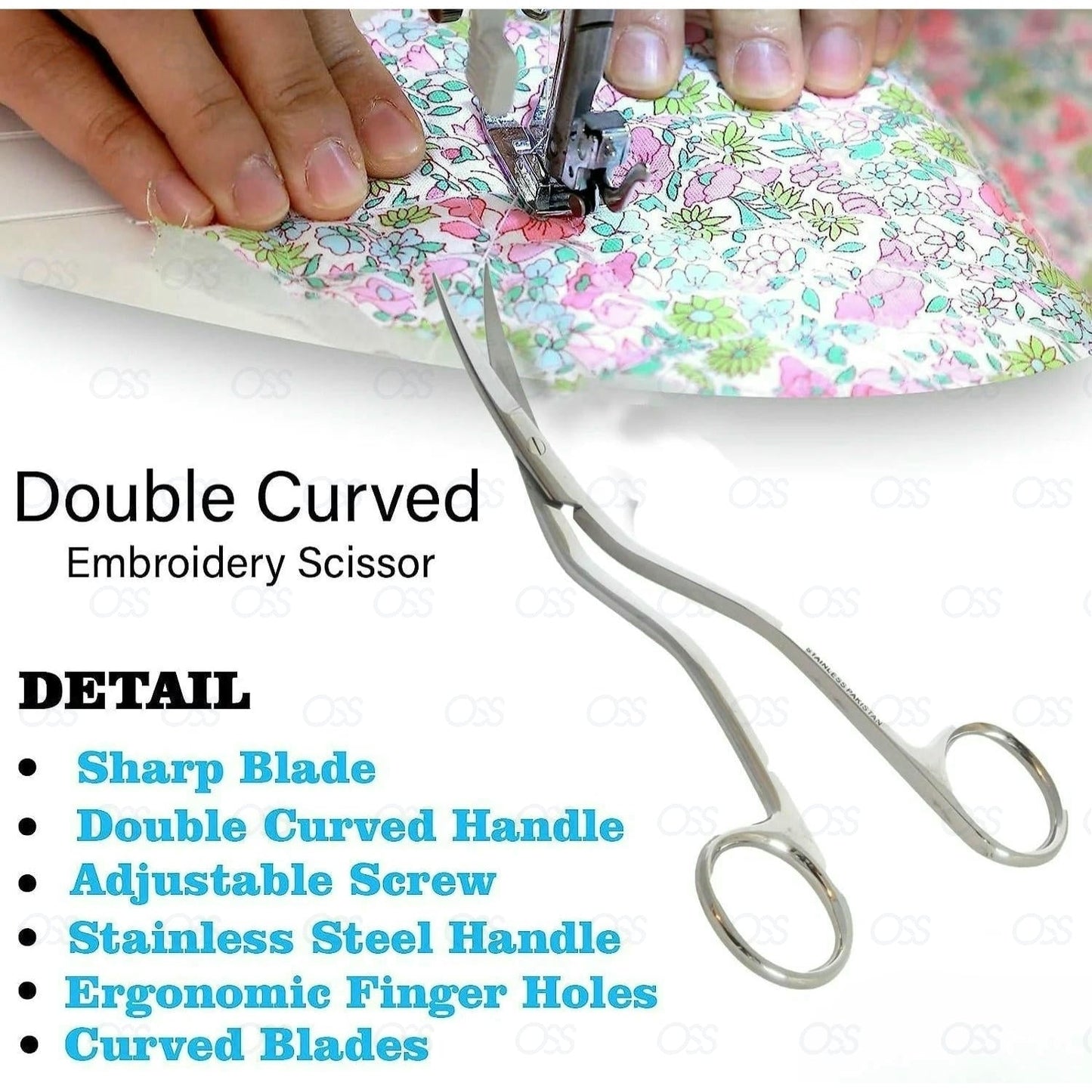 Embroidery Scissors Tailor Machine Dressmaking Stitching Large Bent Curved