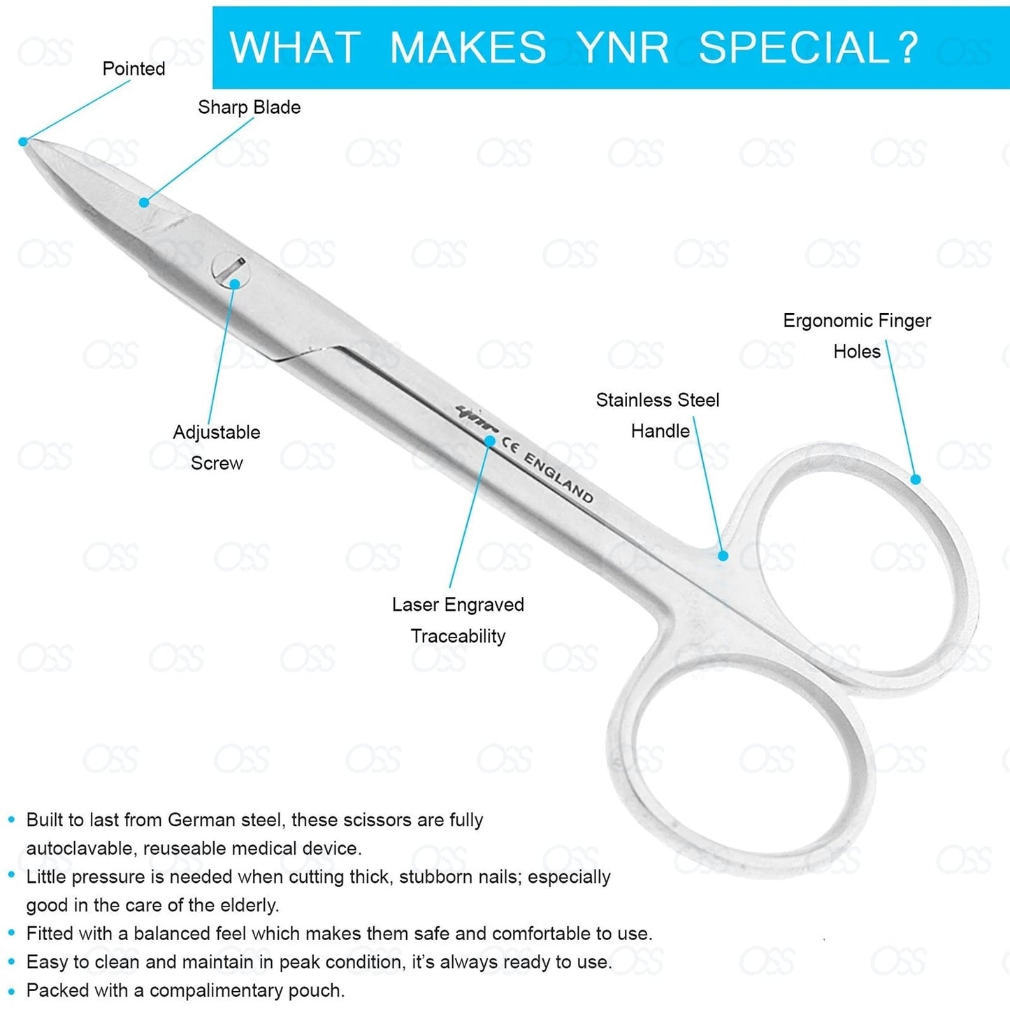 England Premier Toe Nail Scissors Clippers Podiatry Chiropody StainlessSteel