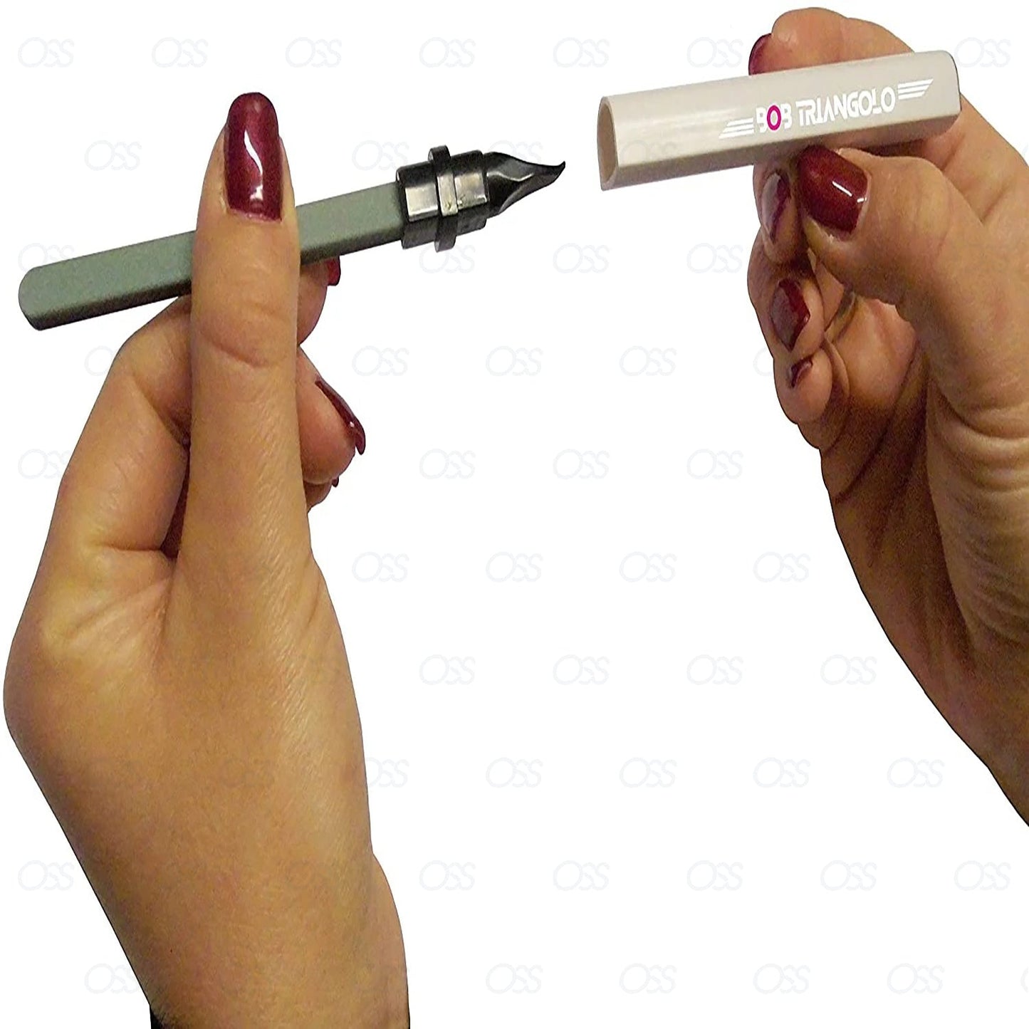 Erlinda Solingen Double Sided Bob Triangolo Ceramic Nail File Foot File Grit Manicure Pedicure Germany - White