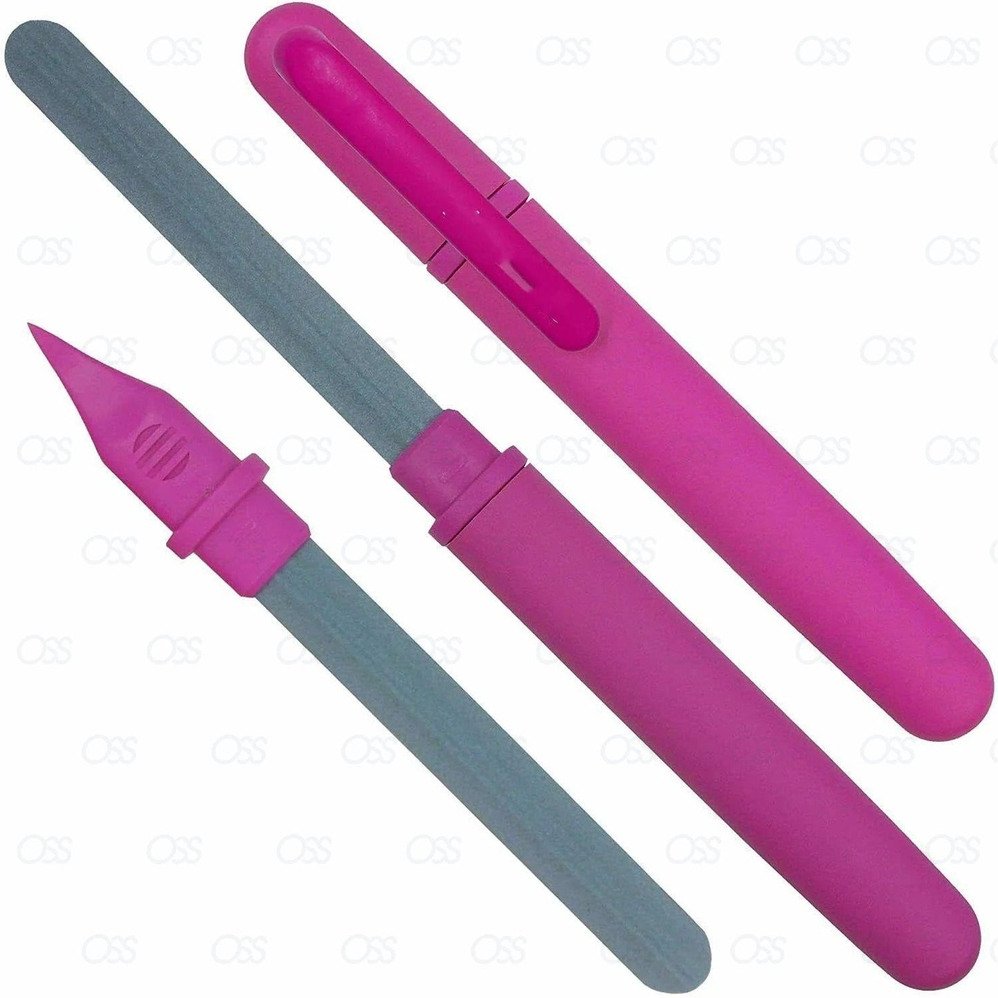 Erlinda Solingen Double Sided Nail Maid Neon Ceramic Nail File Foot File Grit Manicure Pedicure Germany - Pink