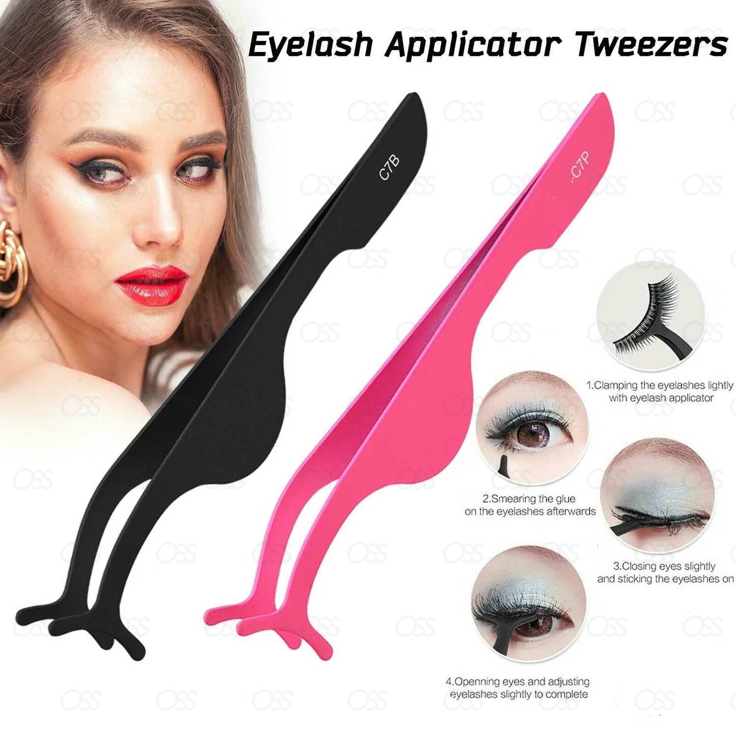 Eyelash Tweezers False Eyelashes Fake Lashes Applicator  Tool With Comb