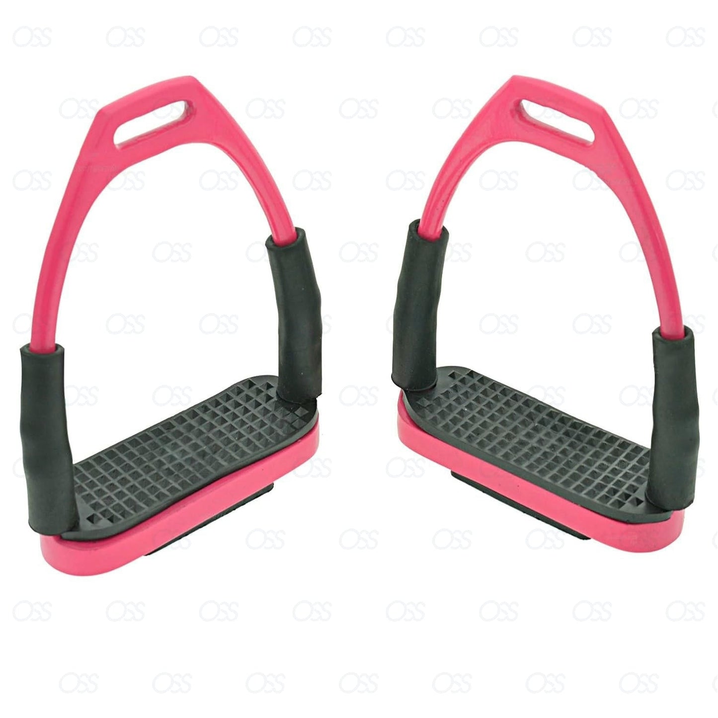 FLEXI SAFETY STIRRUPS HORSE RIDING BENDY IRONS S/STEEL PINK COLOR