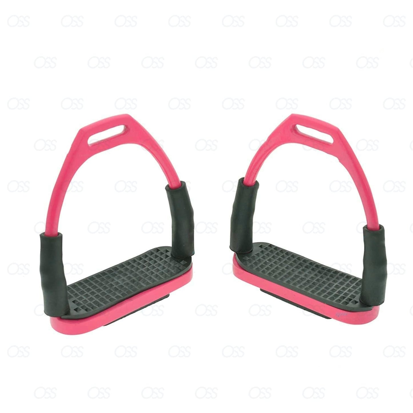 FLEXI SAFETY STIRRUPS HORSE RIDING BENDY IRONS S/STEEL PINK COLOR