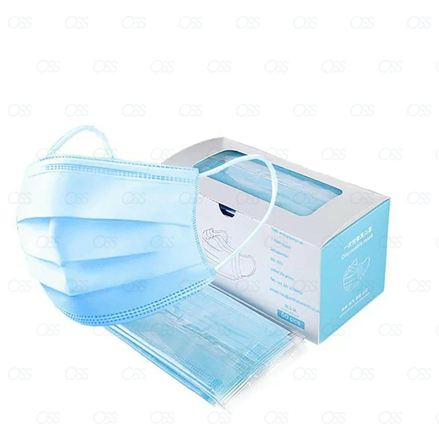 Face Mask Surgical Disposable Mouth Cover 3PLY Breathable Respiration Dust Mask - 50 pcs