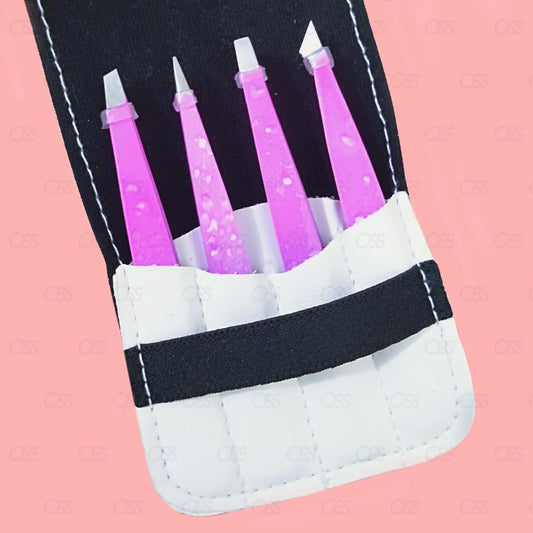 German Eyebrow Tweezers Hair Remover Tweezers Slanted Straight Pointy Set of 4