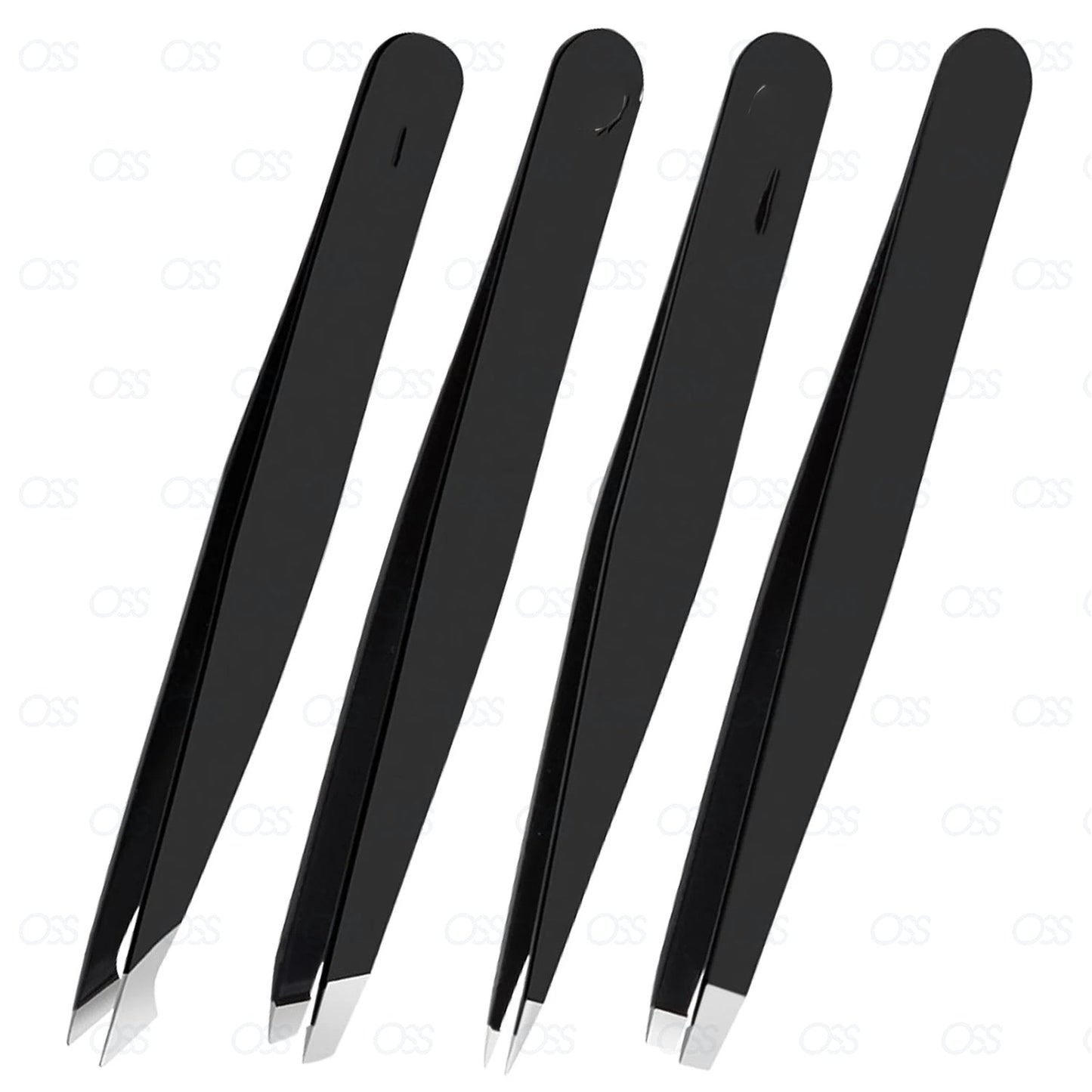 German Eyebrow Tweezers Hair Remover Tweezers Slanted Straight Pointy Set of 4