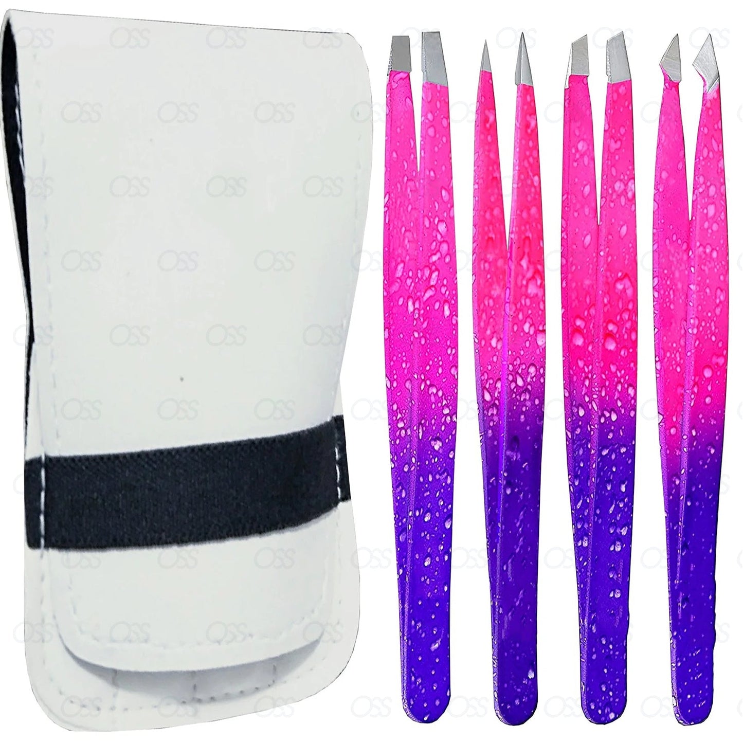 German Eyebrow Tweezers Hair Remover Tweezers Slanted Straight Pointy Set of 4