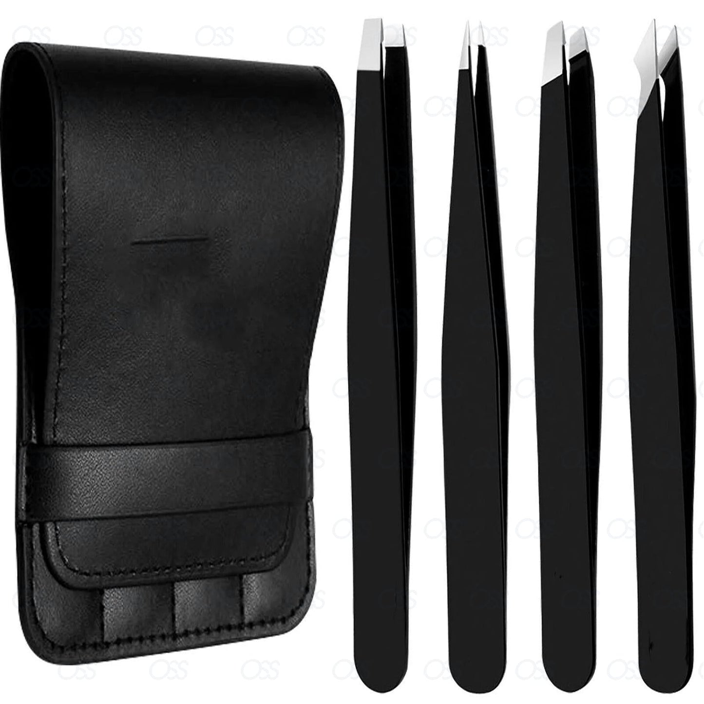 German Eyebrow Tweezers Hair Remover Tweezers Slanted Straight Pointy Set of 4