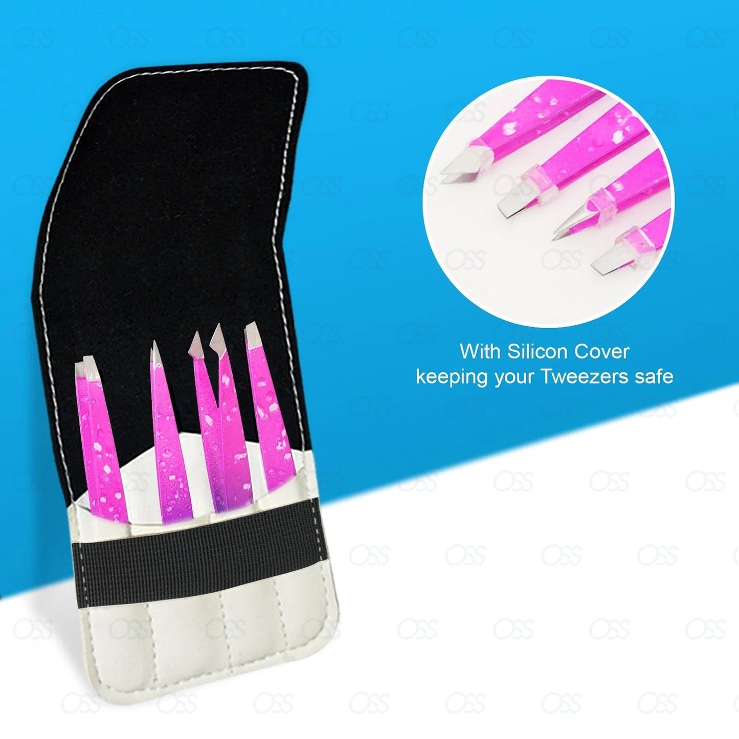 German Eyebrow Tweezers Hair Remover Tweezers Slanted Straight Pointy Set of 4