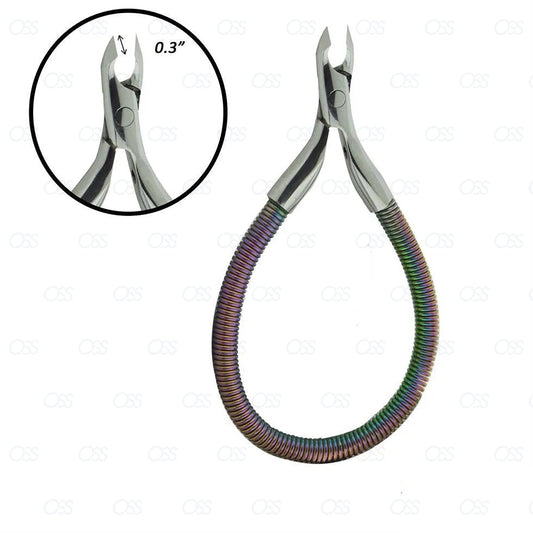Grip and Snip Spiral Spring Cuticle Nipper Grade SS Cuticle Nail Nipper. Scissors Style Trimmer Design. Nail Art Clipper with Polished Steel Finish - MULTI COLOUR