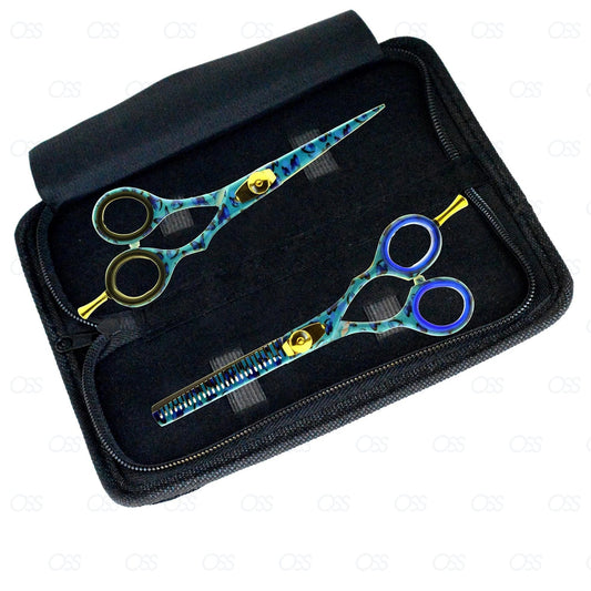 Hairdressing Cutting Scissors Barber and Thinning Salon Shears Set Case 5.5 inch