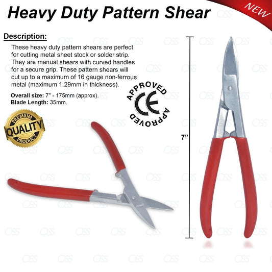 Heavy Duty Pattern Shear 18.5 cm length Tin Snips Soft Metal Jewellery Shears