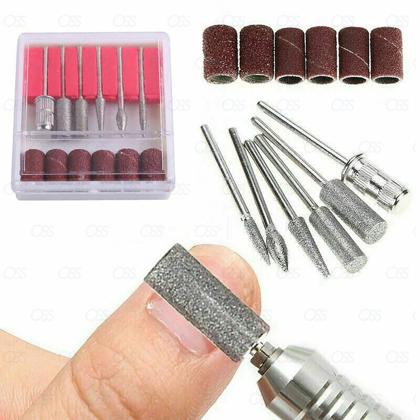 Nail Drill Bits Electric Manicure Machine Cutter Diamond File Gel Polish Kit Set