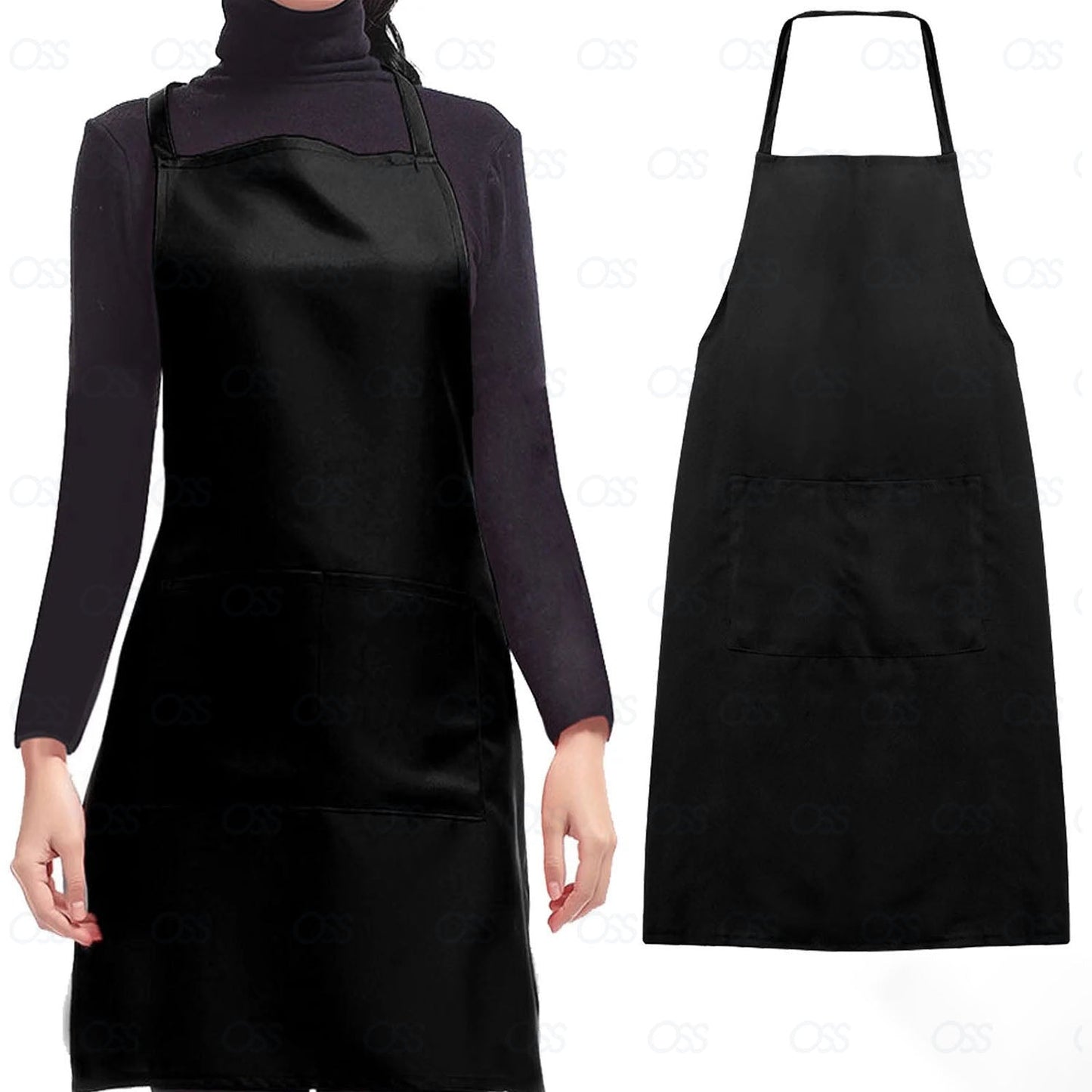 New Plain Unisex Cooking Catering Work Apron Tabard with Twin Double Pocket UK
