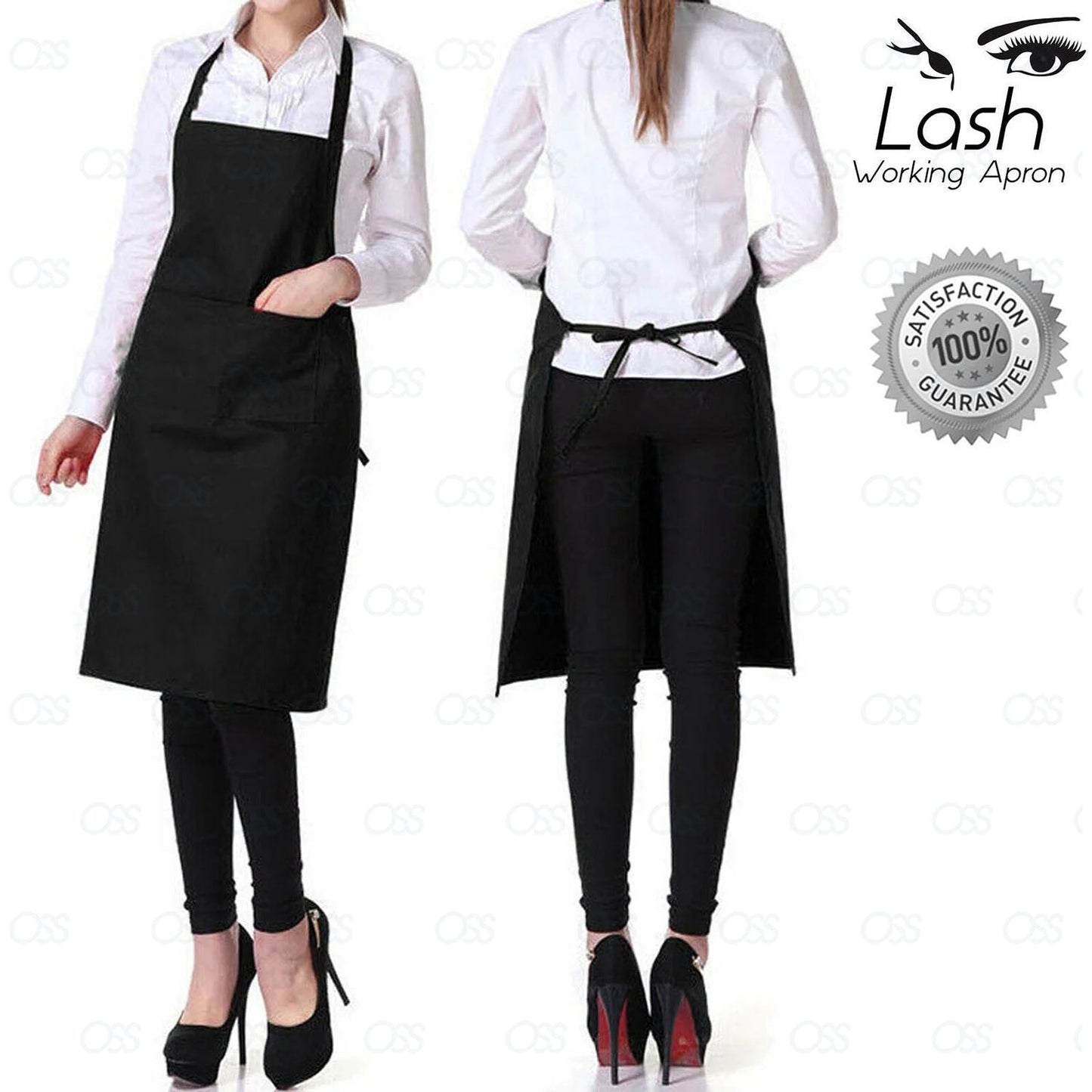 New Plain Unisex Cooking Catering Work Apron Tabard with Twin Double Pocket UK
