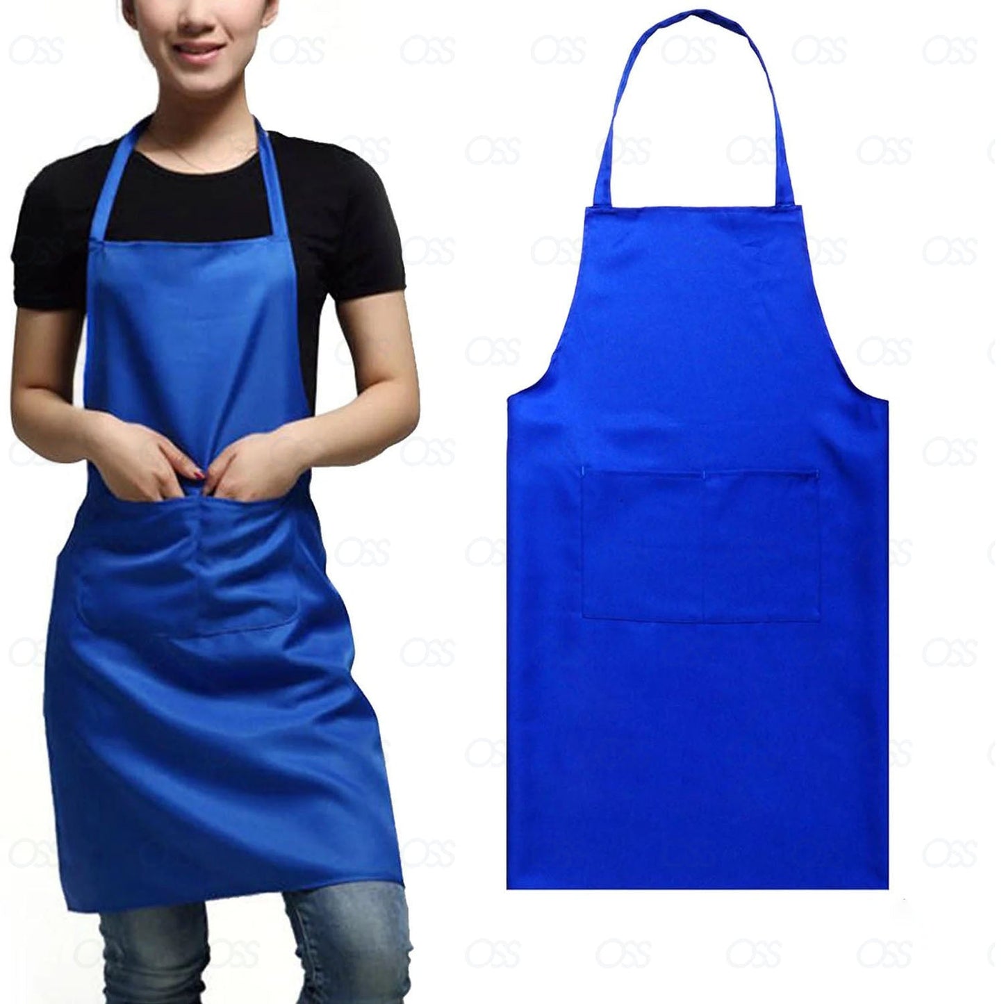 New Plain Unisex Cooking Catering Work Apron Tabard with Twin Double Pocket UK