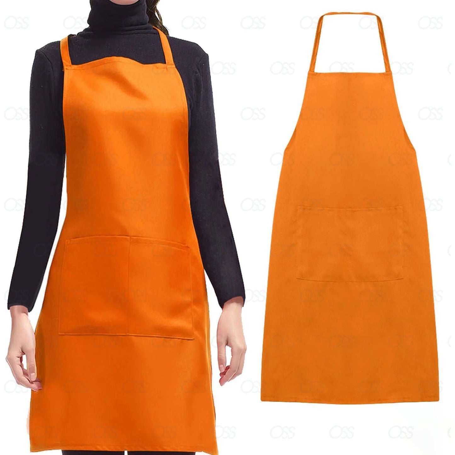 New Plain Unisex Cooking Catering Work Apron Tabard with Twin Double Pocket UK